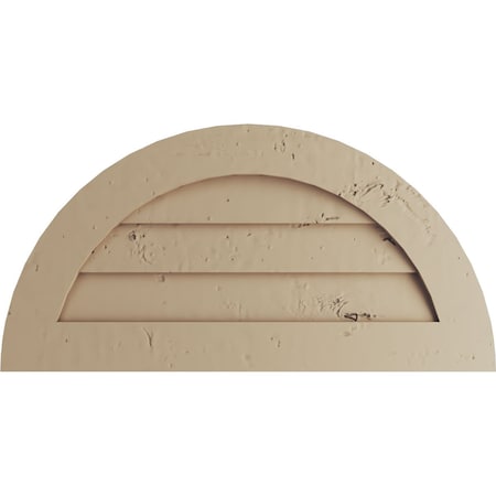 Ekena Millwork Timberthane Knotty Pine Half Round Faux Wood Non-Functional Gable Vent, Primed Tan, 24"W x 12"H GVURHR24X12DKPPR